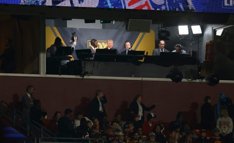 Donald Trump joins Fox broadcast during Commanders-Lions game